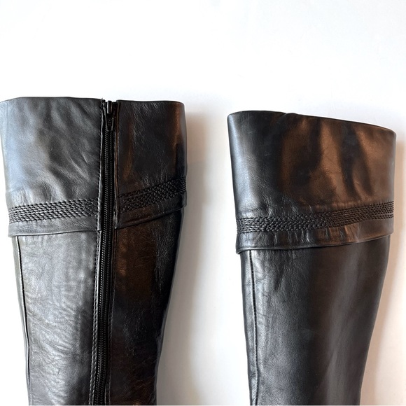 Aldo Black Leather Tall Heeled Boots Size 37 - Picture 8 of 15